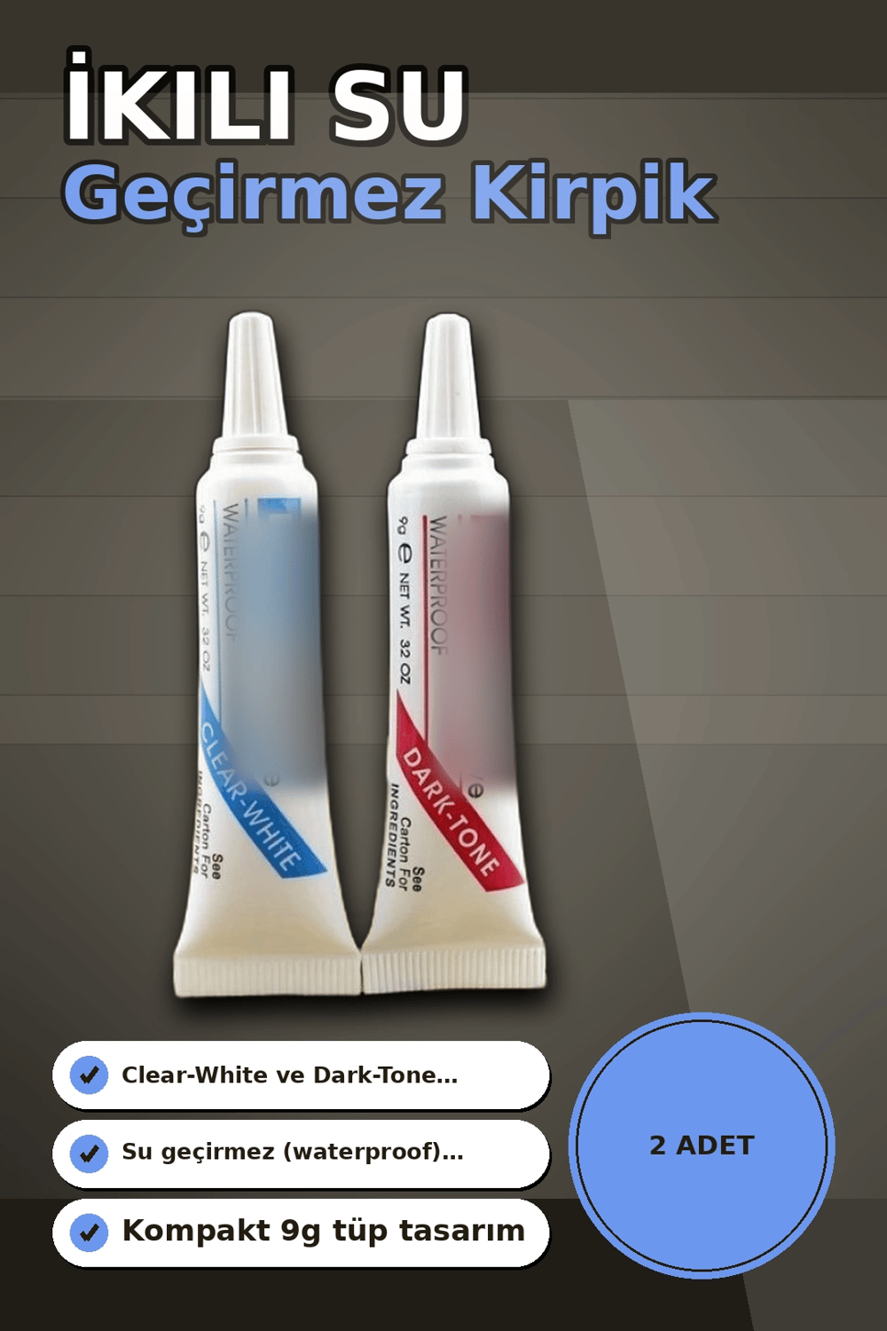 Kirpik Yapistirici Beyaz Ve Siyah Ikili Set - 2 Adet, Takma Kirpik Yapistiricisi BX-313427