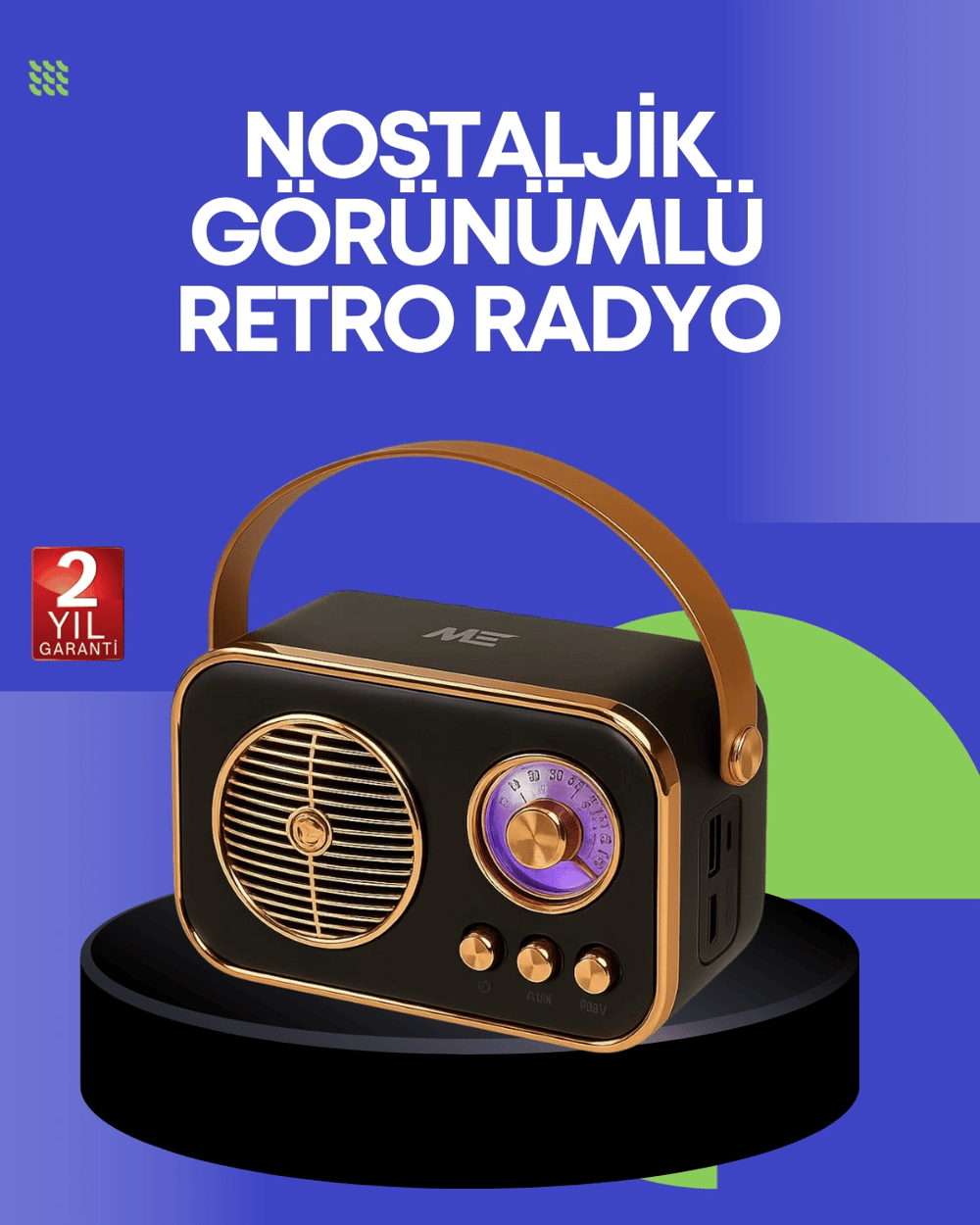 Klasik Retro Radyo – Bluetooth Destekli, FM Özellikli Şarjlı Hoparlör