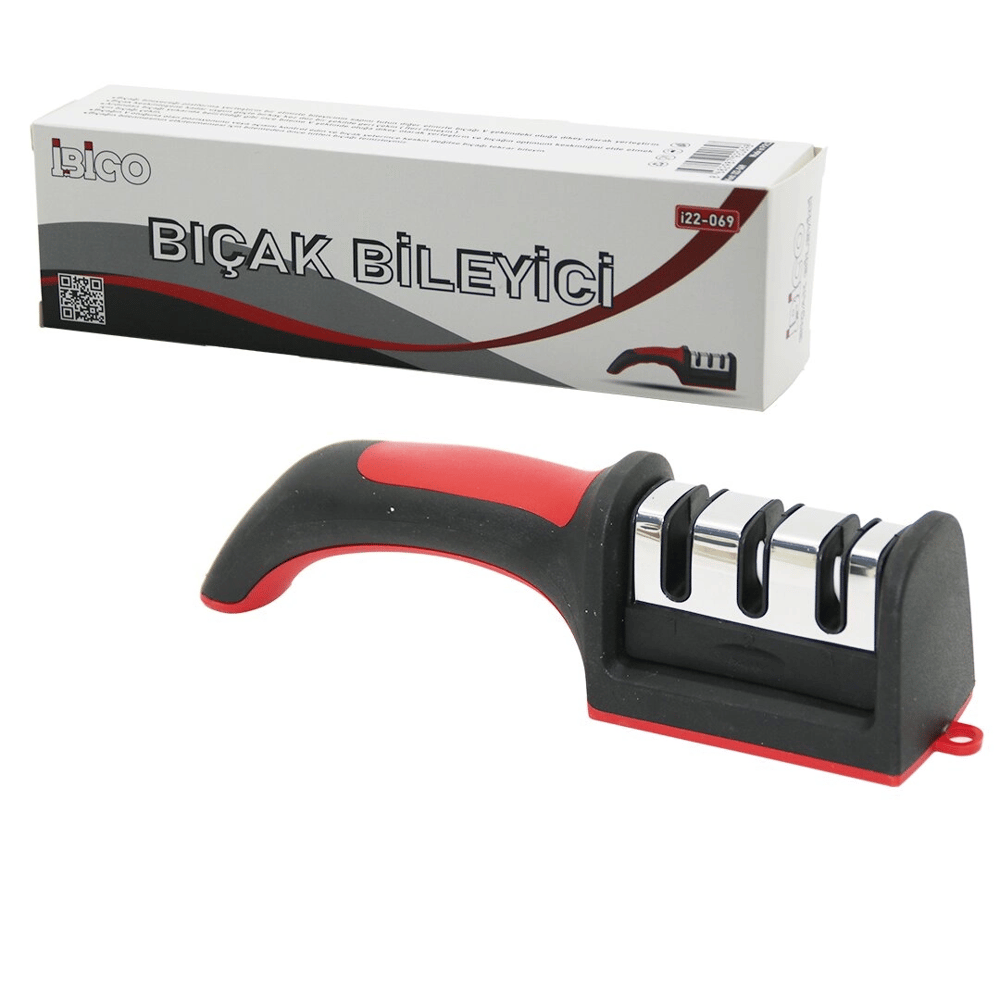 Kutulu  Bıçak Bileme  3 Boğumlu  Renkli Plastik Saplı Bx40