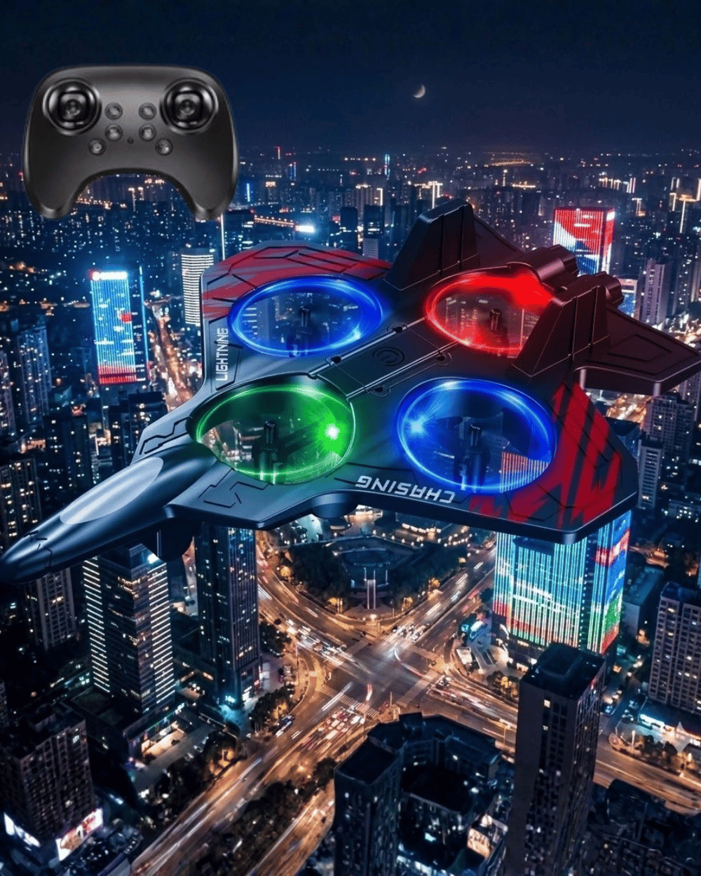 LED Işıklı Oyuncak Drone Fighter Jet Tasarımlı Uzaktan Kumandalı Uçak