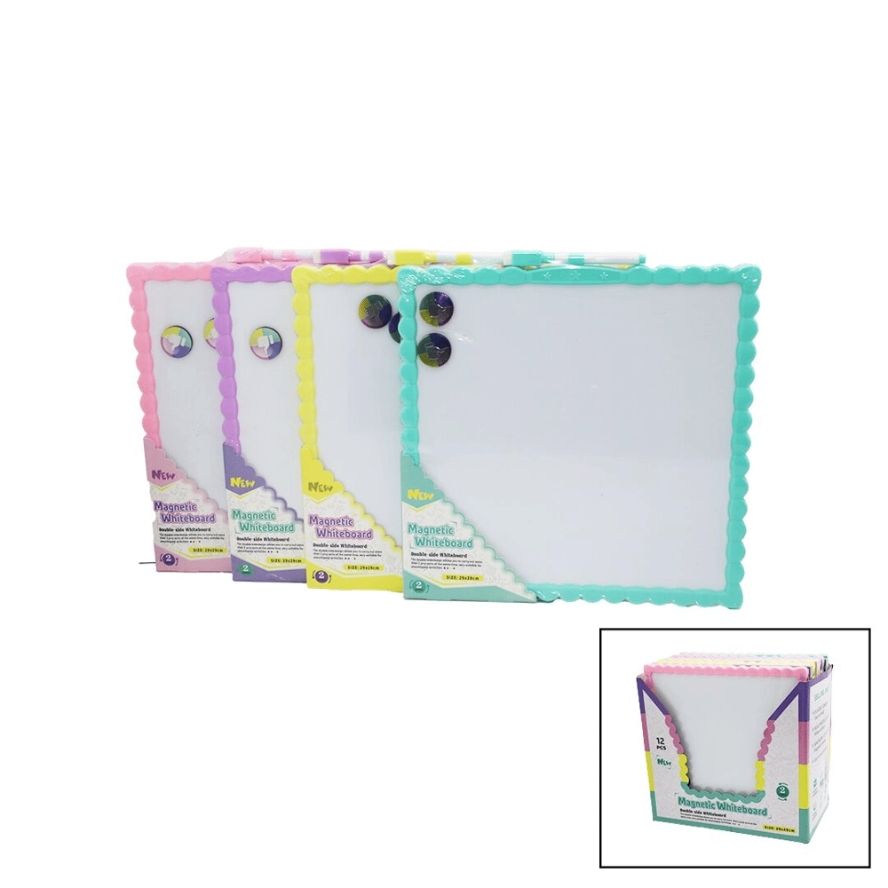 Manyetik Beyaz Yazı Tahtası - Çift Taraflı - 29x29 cm - Renkli Çerçeve