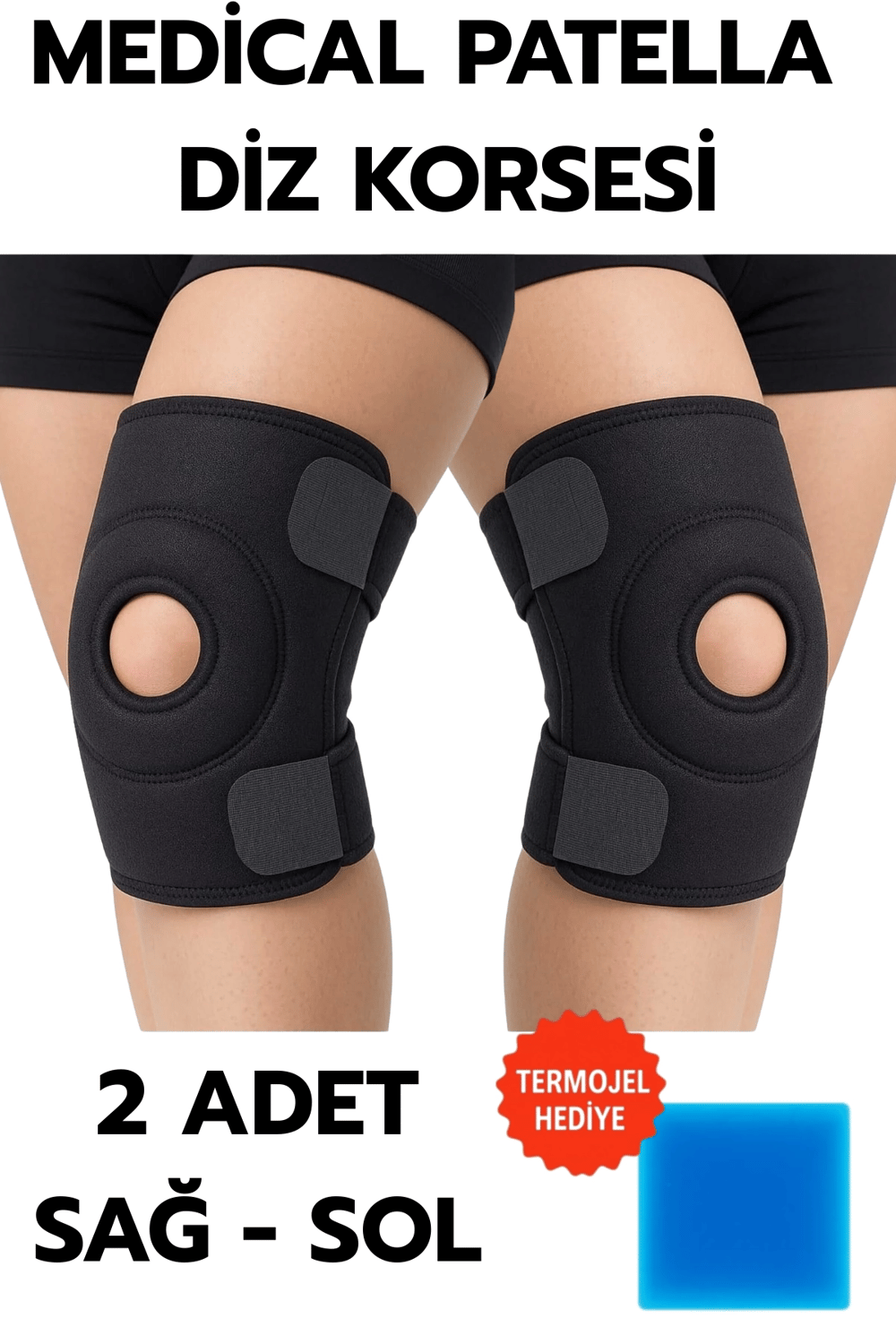Medical Patella Destekli Diz Korsesi İkili Sağ Sol Çapraz Bağ Menisküs Ağrısı Için Sporcu Dizlik