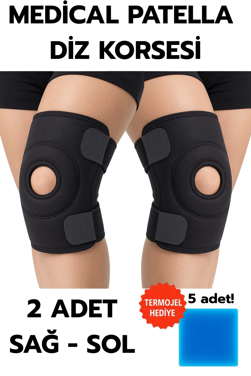 Medical Patella Destekli Diz Korsesi İkili Sağ Sol Çapraz Bağ Menisküs Ağrısı Için Sporcu Dizlik