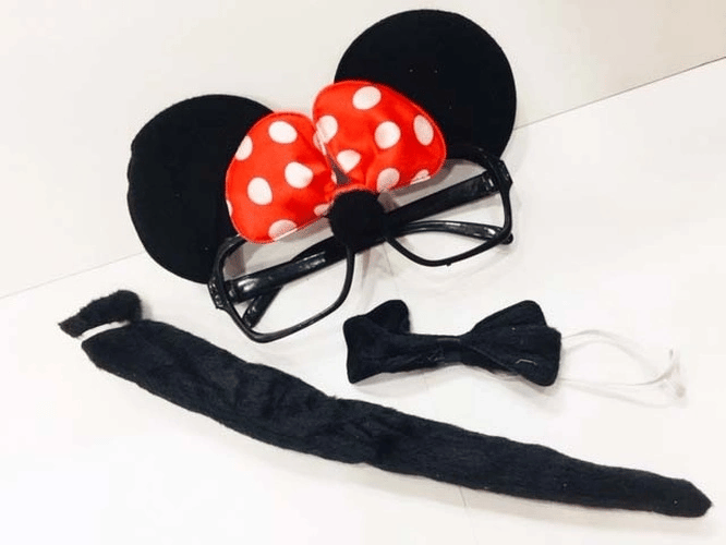 Minnie Mouse Gözlüğü Papyonu Kuyruğu Seti Bx40