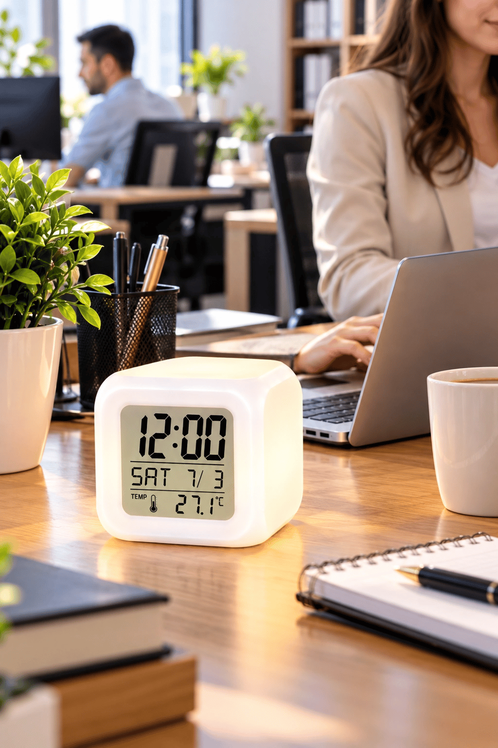Modern Tasarımlı Küp Saat LED Aydınlatmalı Dijital Alarm Saati