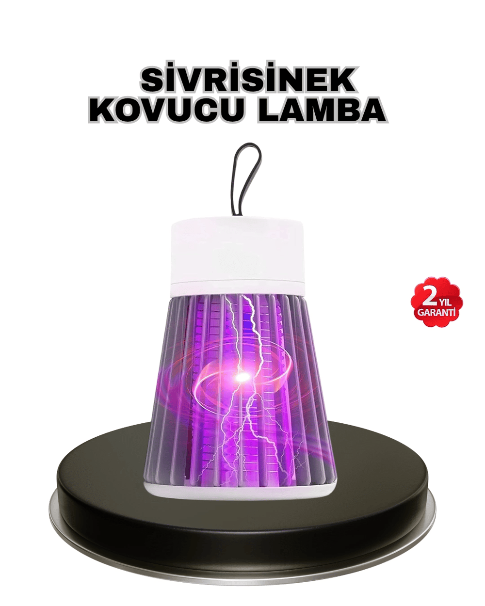 Mor Işıklı Şarjlı Böcek Öldürücü Lamba – Ev, Balkon ve Kamp Kullanımına Uygun