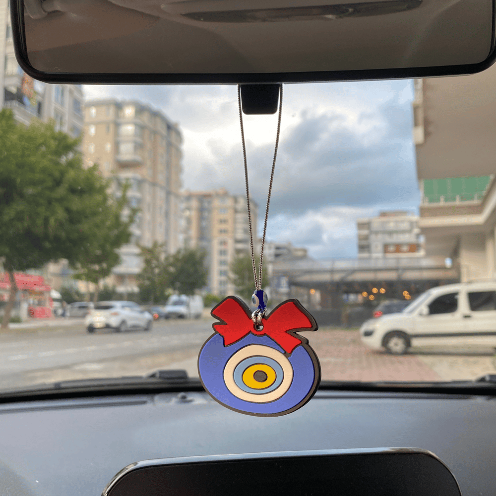 Nazar Boncuklu Silikon Dikiz Ayna Süsü