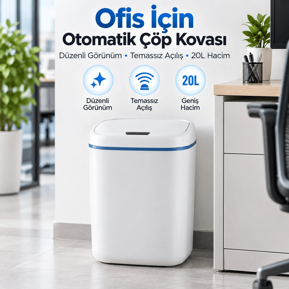 Ofis İçin 20L Otomatik Sensörlü Temassız Çöp Kovası
