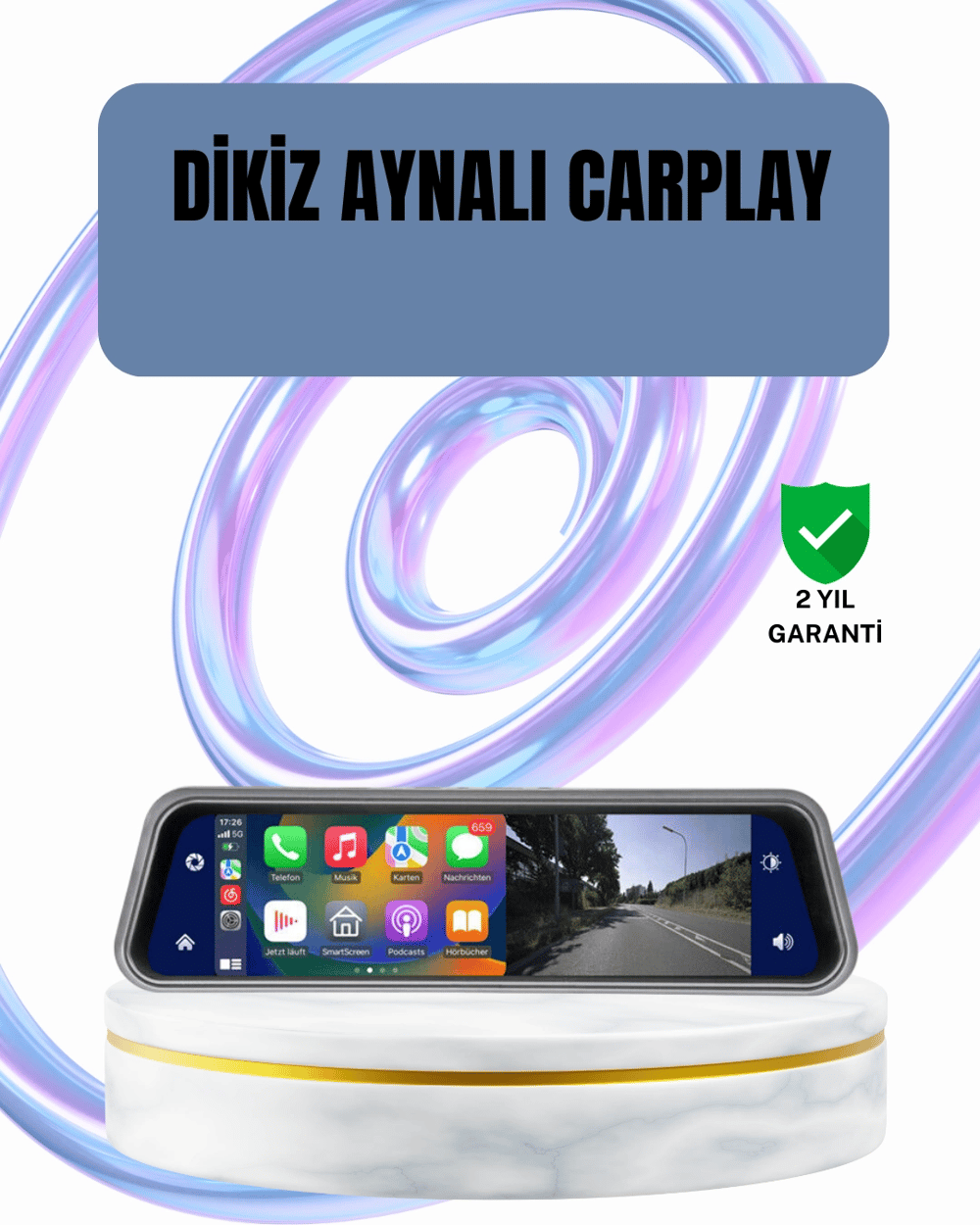 Ön Arka Kameralı Dokunmatik Dikiz Aynası 170° Geniş Açı