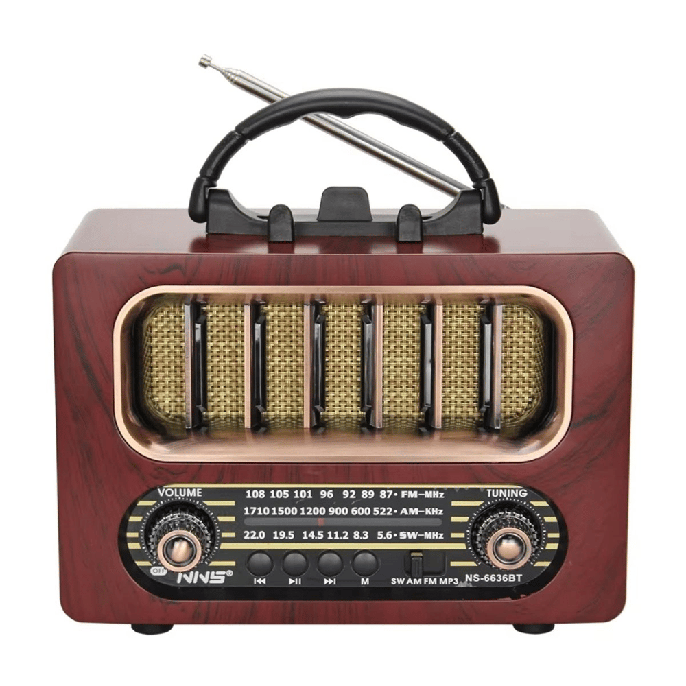 Orta Boy Retro Ahşap Tasarım Bluetooth Hoparlörlü Radyo – Fm/am Destekli, Şarjlı Ve Taşınabiliri Radyo Ns-6636 Bx40