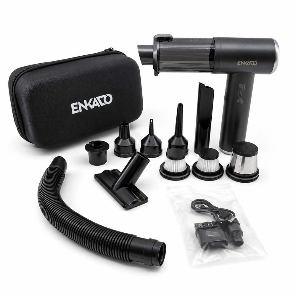 Oto Araç - 2ın1 Şarjlı 100w - 17000pa 9 Başlık - 3 Filtre El Tipi Basınçlı Hava Üfleme - Araç Süpürge Makinesi Taşıma Çantalı Ekd-sp10 Bx40