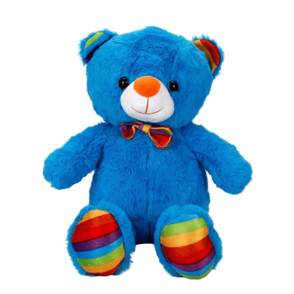 Oturan Kurdeleli Renkli Peluş Ayı 30 cm - Stokta Olan Renk Gönderilir