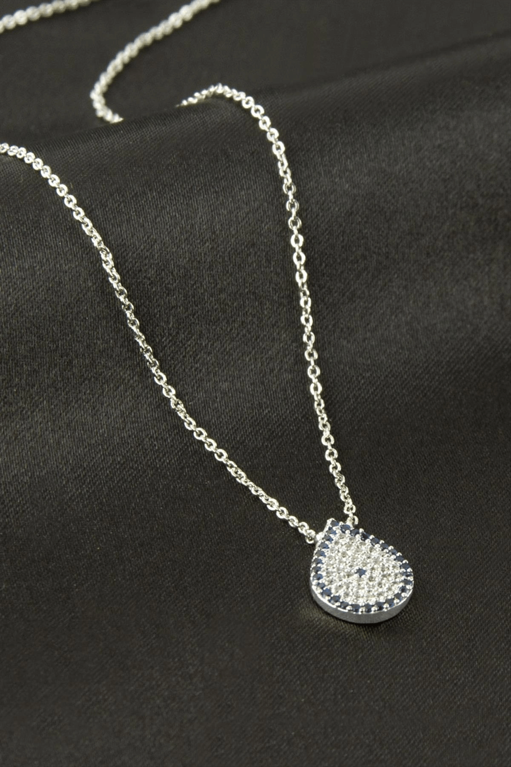 Oval Nazar Zirkon Taşlı Kolye