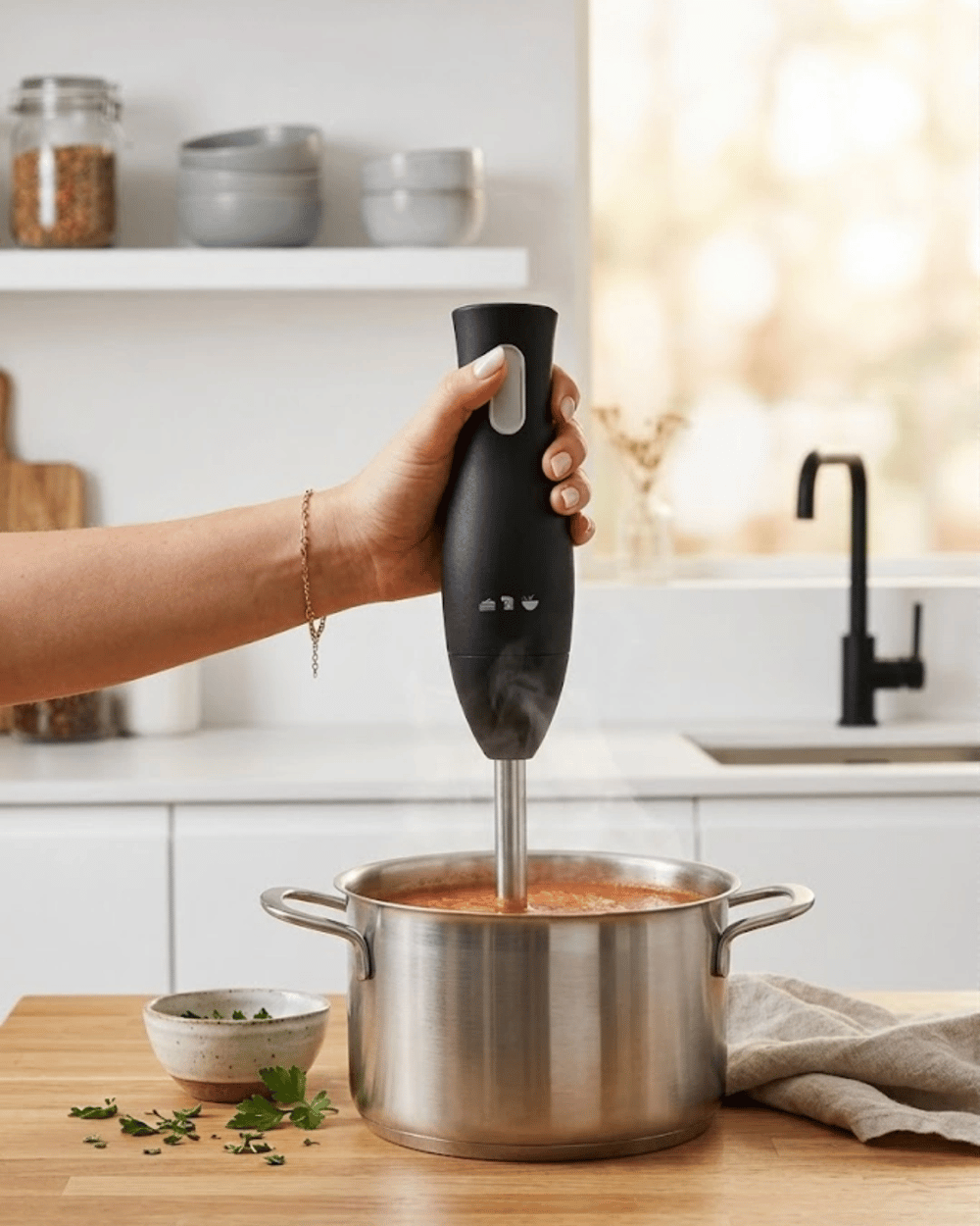 Paslanmaz Çelik Blender Ayağına Sahip Ergonomik El Blenderı