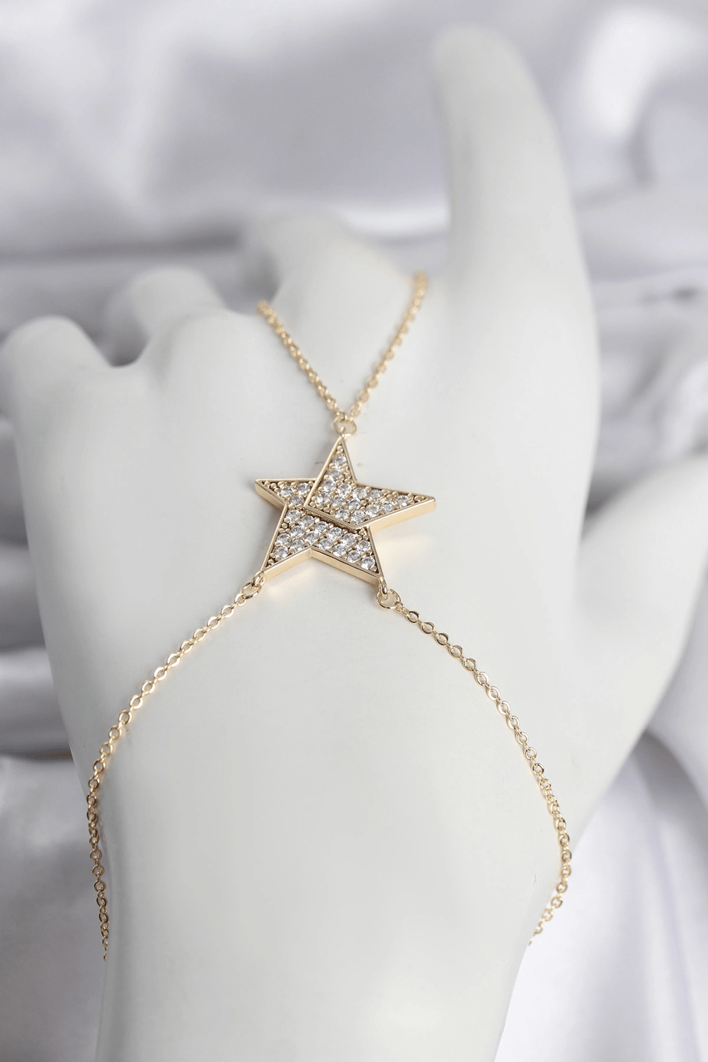 Pirinç Gold Renk Zirkon Taşlı Yıldız Model Kadın Şahmeran