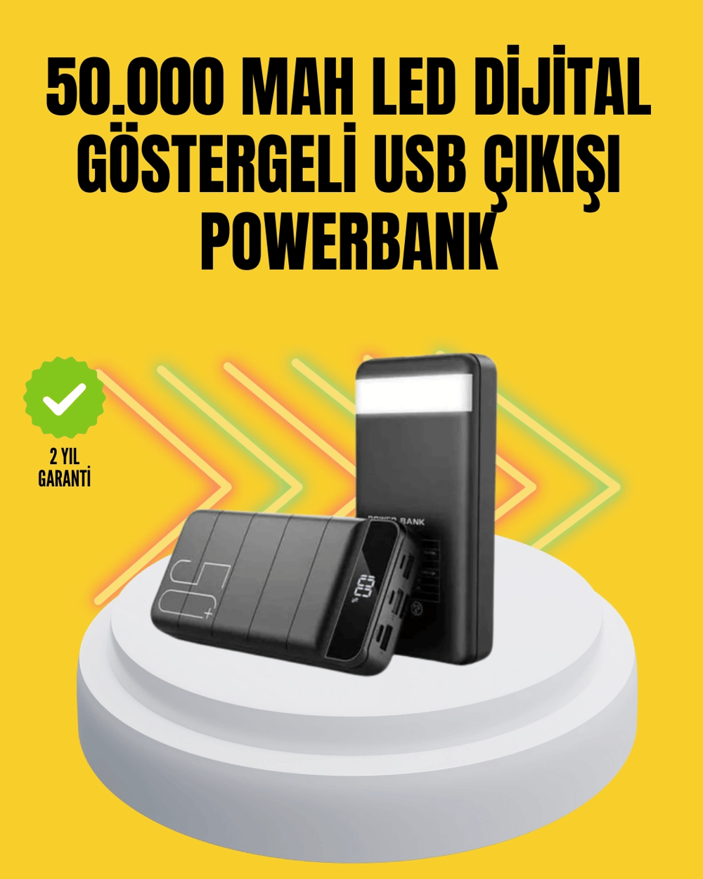 Profesyonel 50.000 mAh Powerbank – Aynı Anda Birden Fazla Cihaz Şarj Eden, Dayanıklı ve Güvenli Taşınabilir Şarj Cihazı