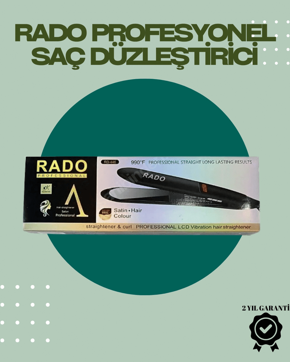 Rado RD-446 – Titanyum Seramik, 2.5 Metre Kablo, Hızlı Isınan Saç Düzleştirici