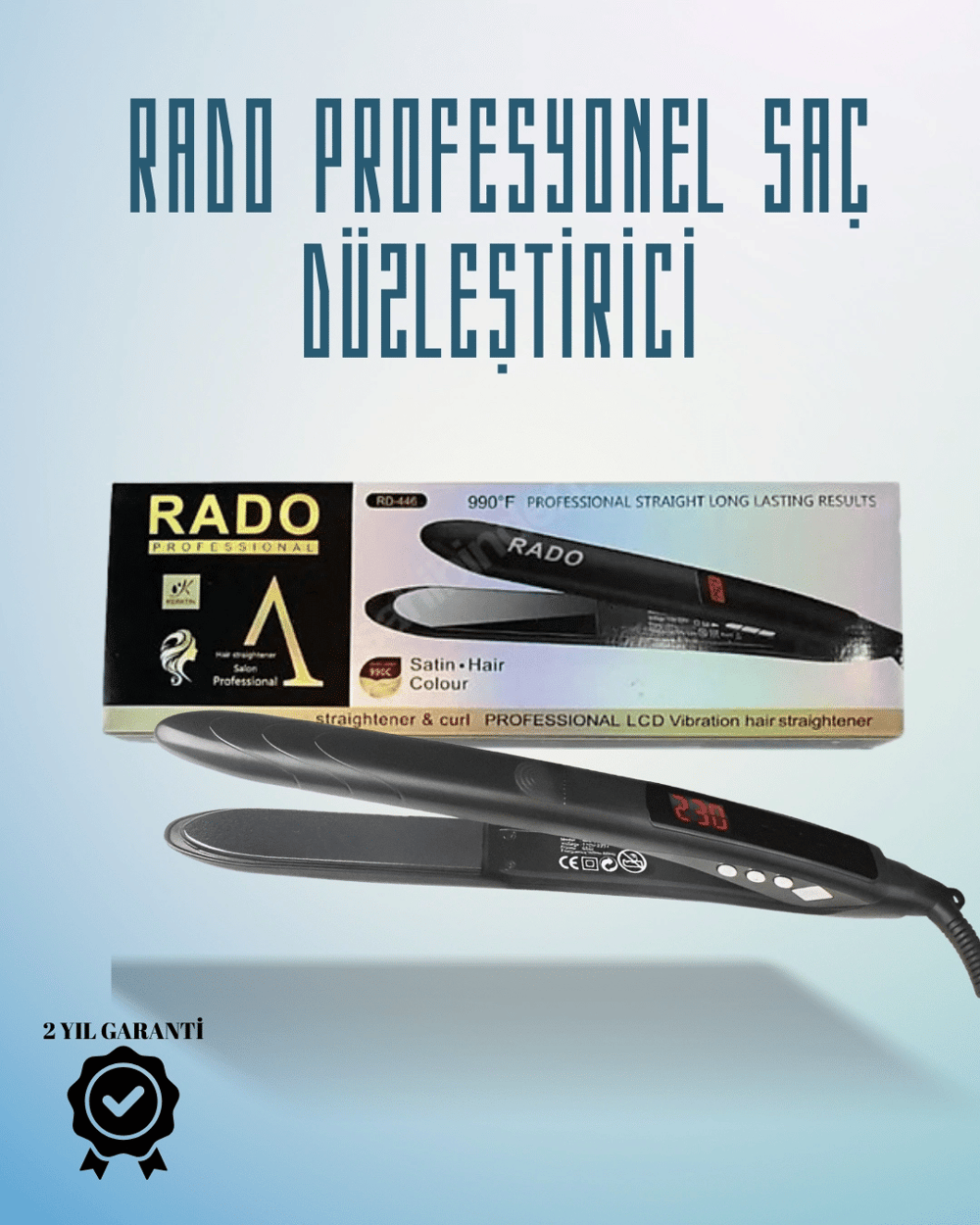 Rado RD-446 Seyahat Dostu Saç Düzleştirici – Güvenlik Kilidi ve Taşınabilir Tasarım