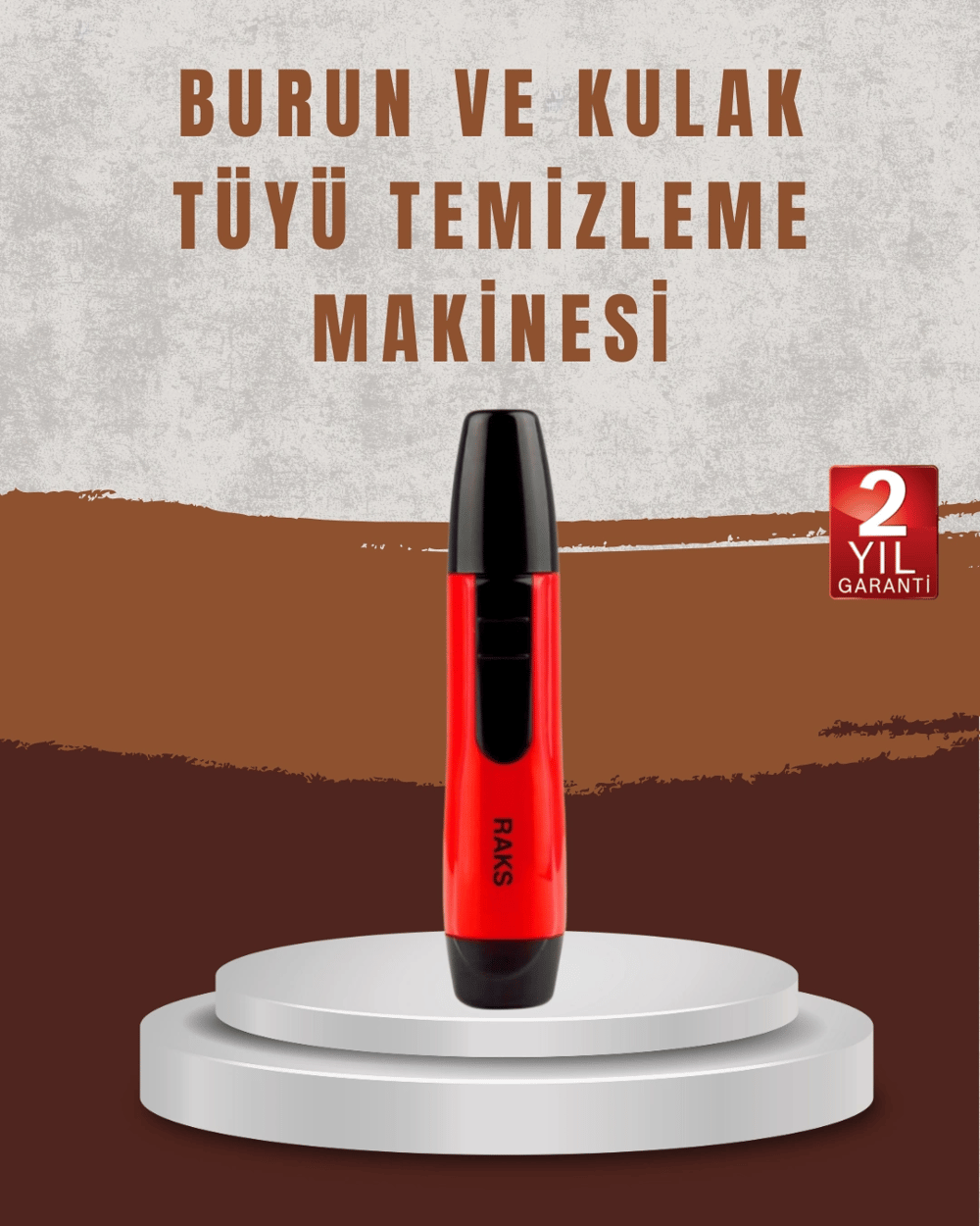 Raks Leo Burun Kulak Tüy Alma Makinesi 45 dk Şarj Süreli Kırmızı