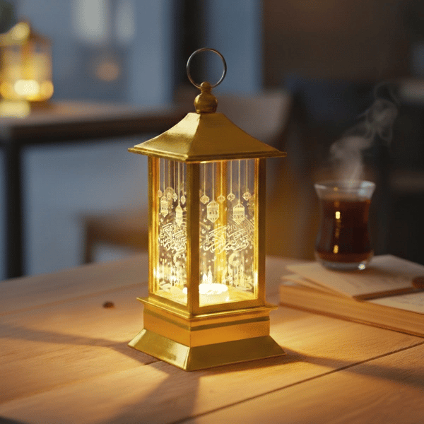 Ramazan Temalı Gold Kare Kubbe LED Lamba