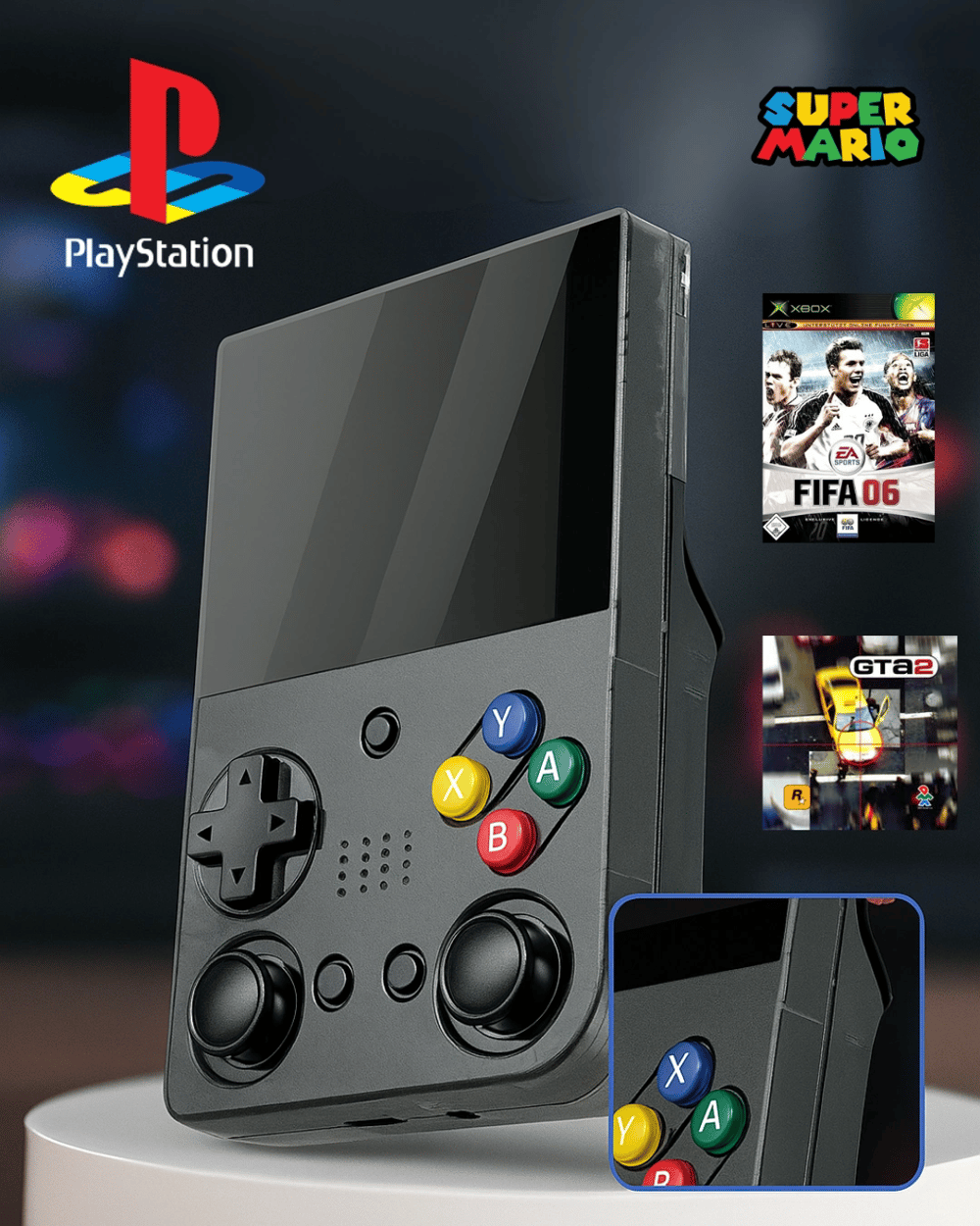 Retro El Atarisi 3.5 HD Ekran – PSP PS1 Mario GTA FIFA Destekli 10.000 Oyun Konsolu