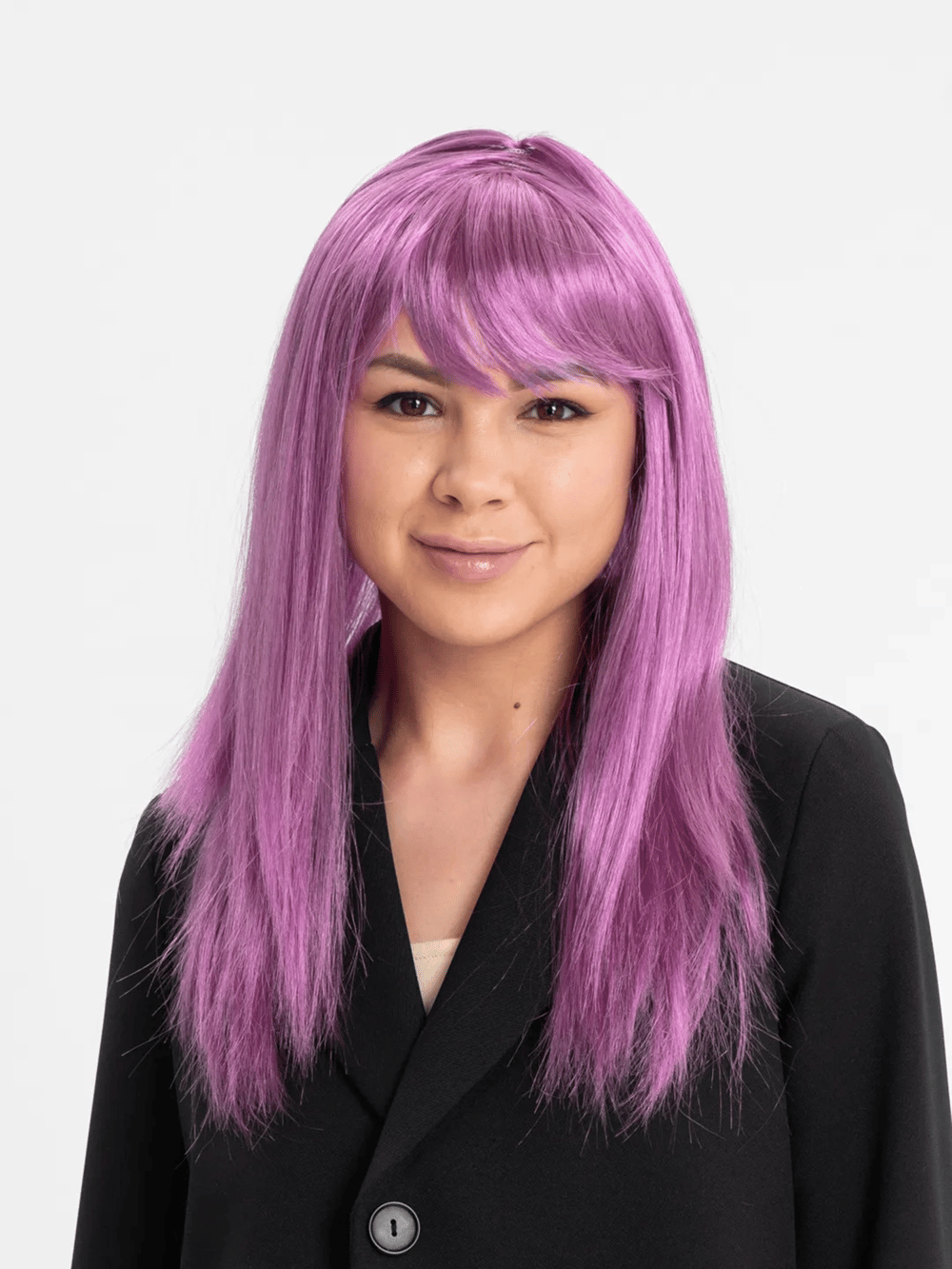 Rose Pembe Renk Düz Kesim Uzun Parti Peruğu Takma Saç Bx40