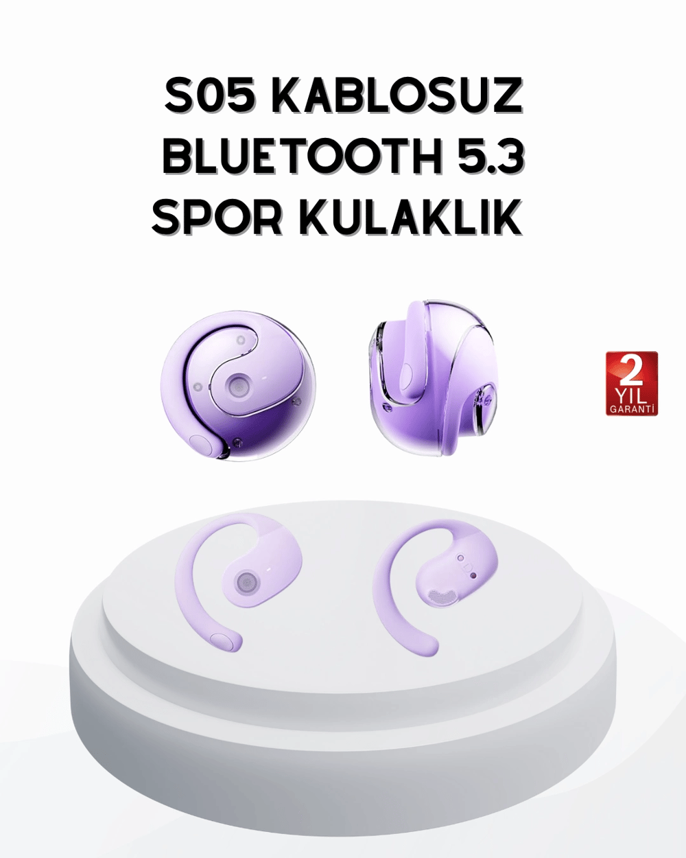 S05 Bluetooth 5.3 Kulaklık IPX4 Su Geçirmez Hızlı Eşleşme Güçlü Stereo Ses