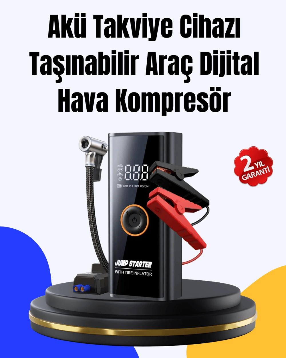 SOS Fenerli Akü Takviye Cihazı Dijital Kompresör Powerbank