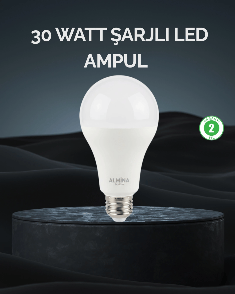 Şarjlı LED Ampul 30 Watt Soğuk Beyaz