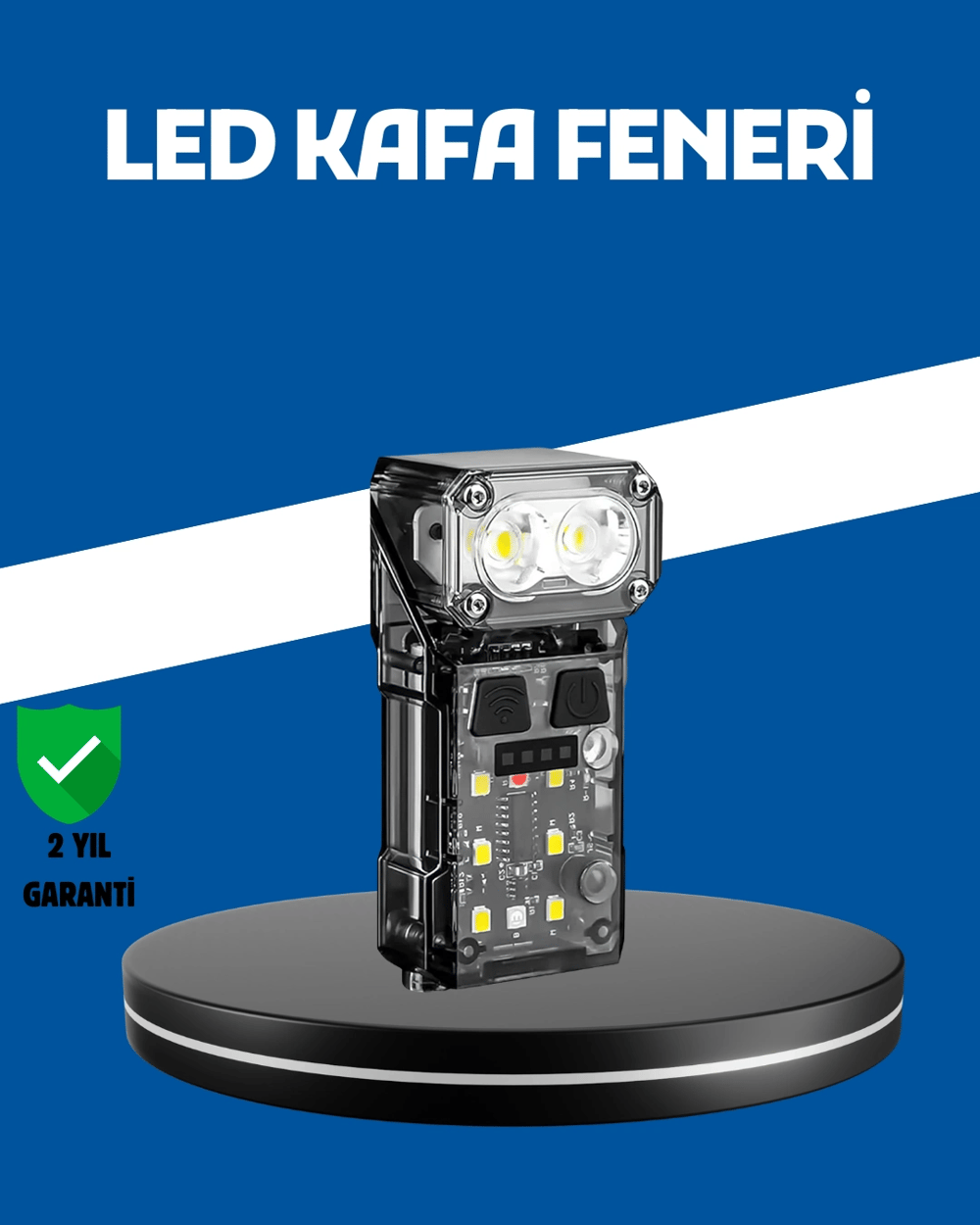 Şarjlı LED Kafa Lambası Manyetik Klipsli El Sensörlü Çok Fonksiyonlu
