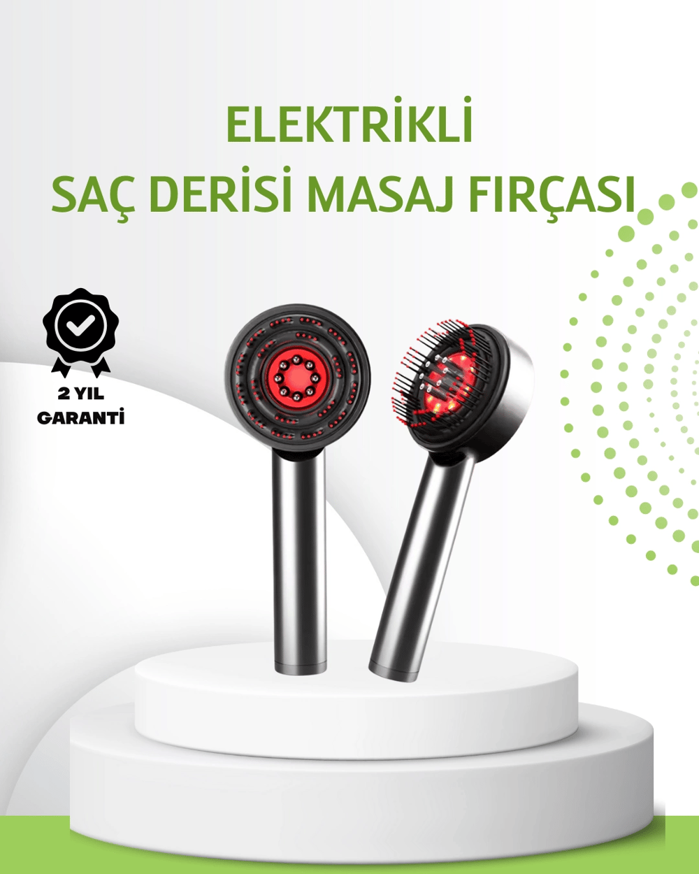Şarjlı Saç Derisi Masaj Cihazı Kırmızı Işık ve 3D Tarak Dişli