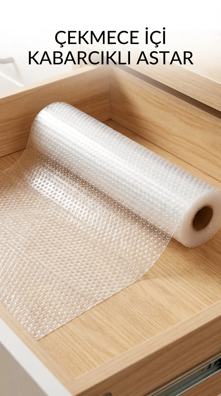 Şeffaf Kaydırmaz Dolap İçi Raflık Koruyucu Çekmece Örtüsü 45x300 cm PVC Eva