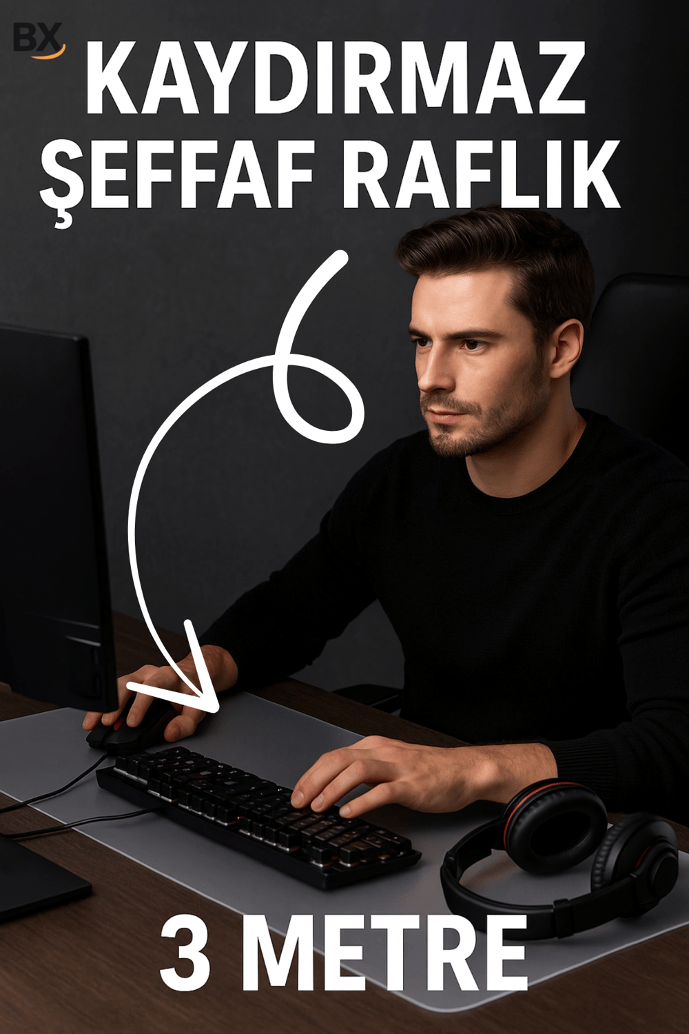 Şeffaf Kaydırmaz Raflık 45x300 Cm Dolap İçi, Çekmece ve Buzdolabı İçin Koruyucu EVA Pvc Örtü