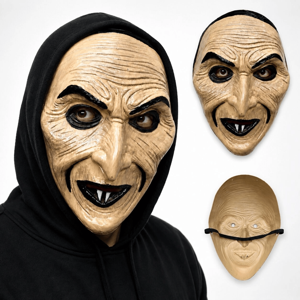 Sivri Burunlu Korkunç Yaşlı Kadın Plastik Maske Bx40