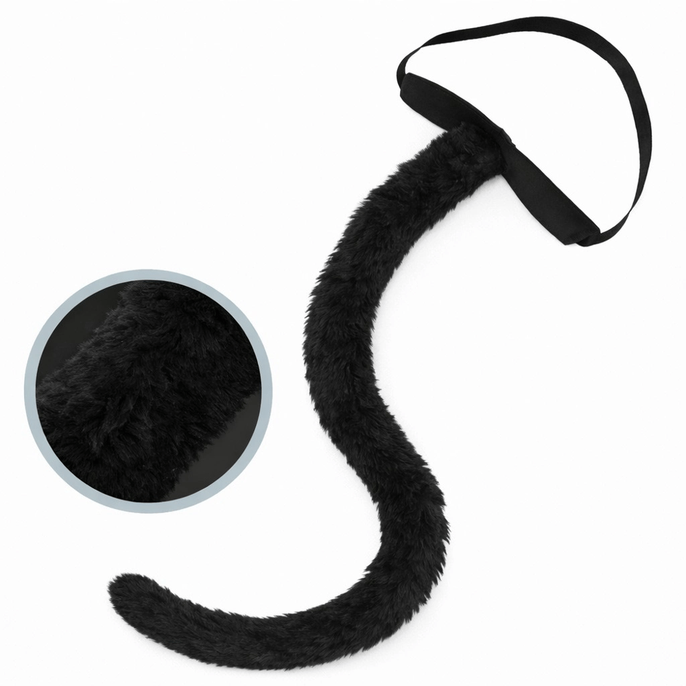 Siyah Peluş Kuyruk Şekil Verilebilir 70 Cm Bx40