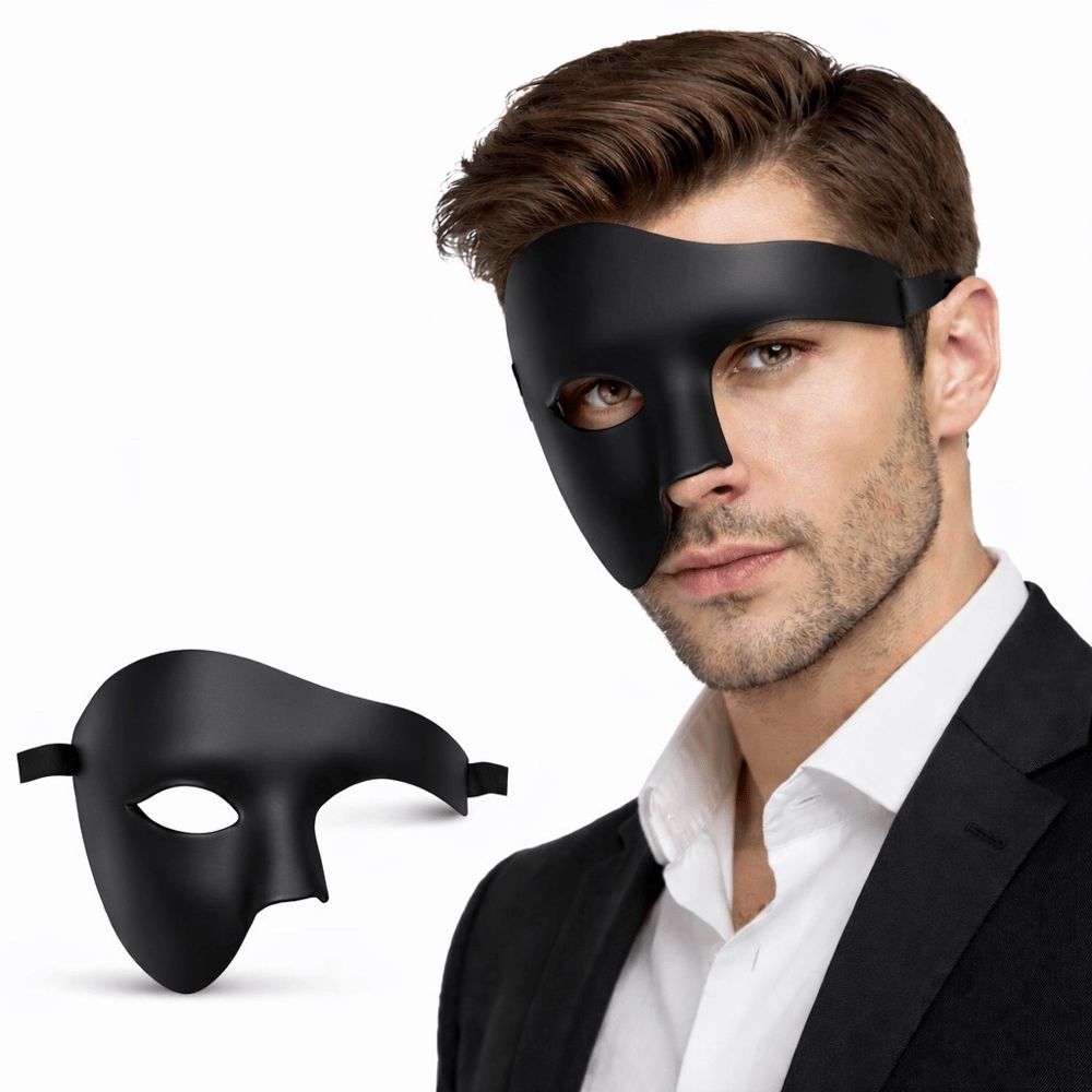 Siyah Yarım Erkek Maske – Phantom Parti &amp; Balo Maskesi Bx40