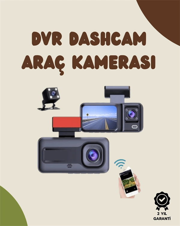 Sürüş ve Park Halinde Kesintisiz Güvenlik İçin 3 Kameralı Profesyonel Dashcam