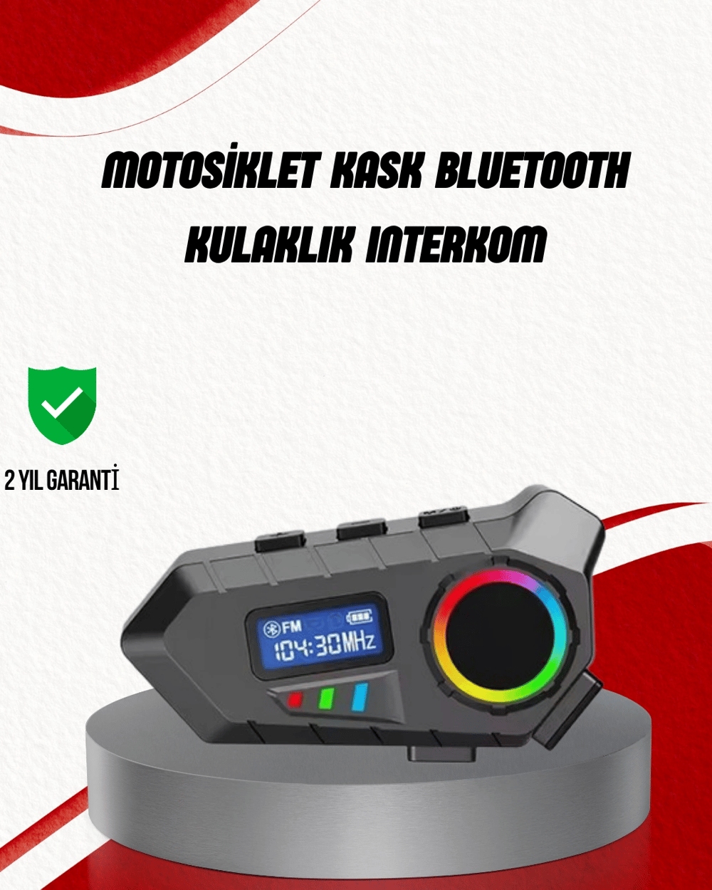 Suya Dayanıklı Bluetooth  İnterkom 5.4 Hoparlör 500mAh Batarya ve FM Radyo Özellikli