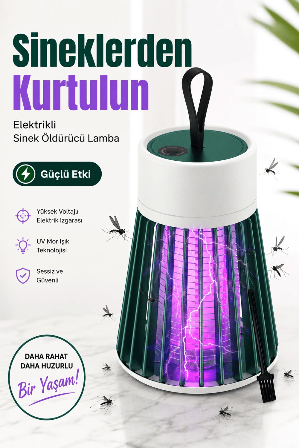 Taşınabilir Mor Işıklı Sineksavar Lamba Koruyucu Gövdeli Pratik Kullanım Cihazı