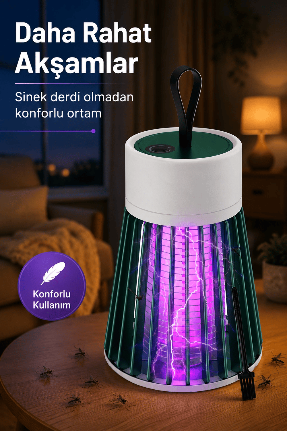 Taşınabilir Mor Işıklı Sineksavar Lamba Koruyucu Gövdeli Pratik Kullanım Cihazı