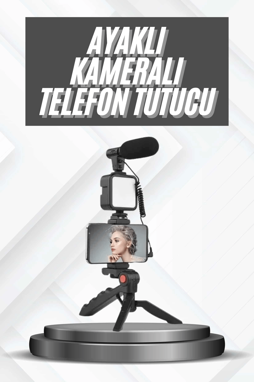 Telefon Tutucu Mikrofonlu Işıklı Youtuber Video Kayıt