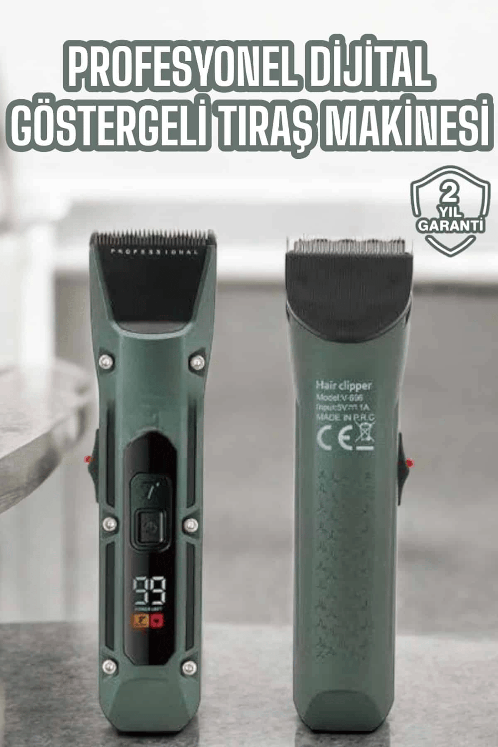 Tıraş Makinesi Dijital Göstergeli Turbo Motor Paslanmaz Çelik