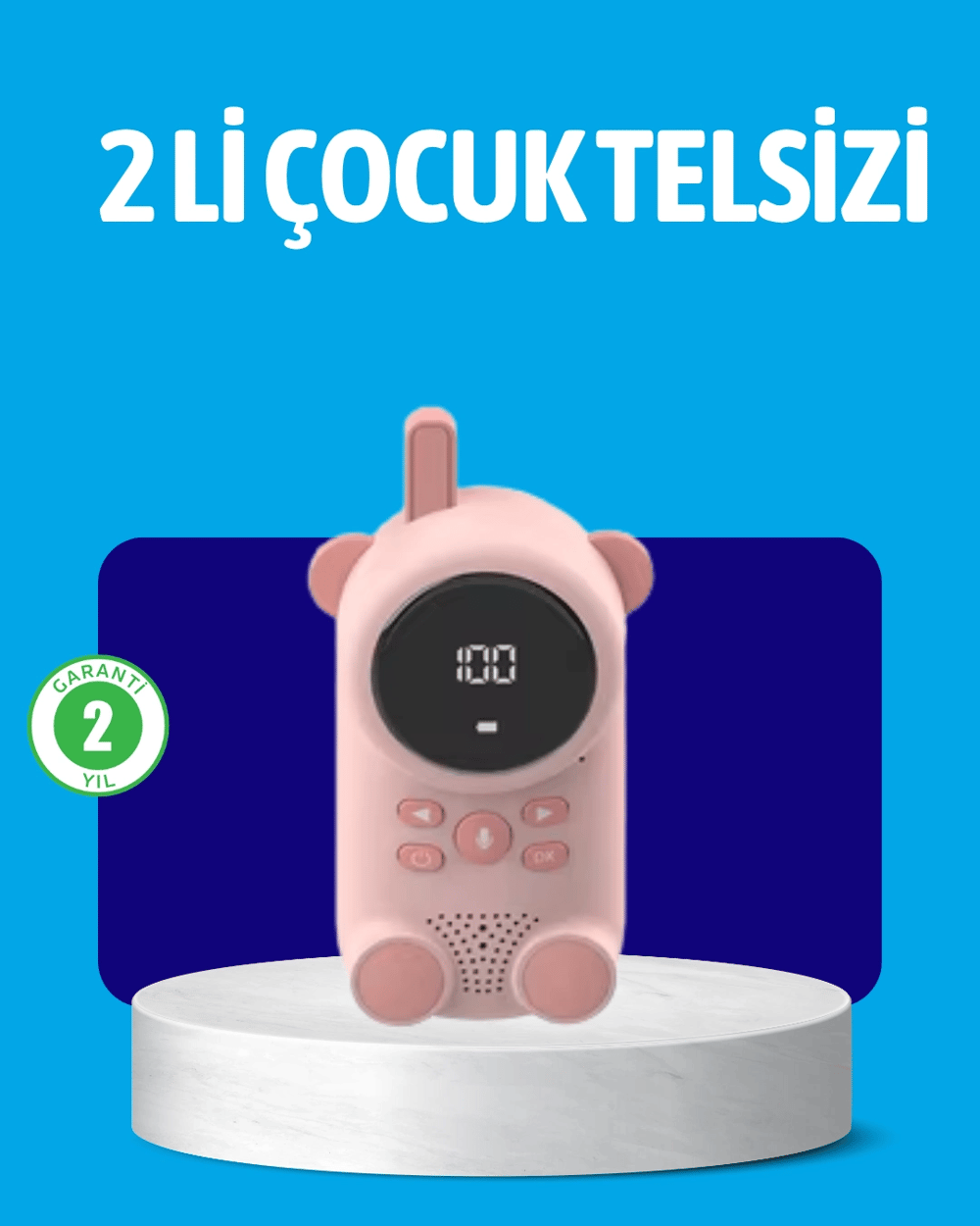 USB Şarjlı Çocuk Telsizi – Renkli Ekran, VOX Modu, Kompakt Tasarım