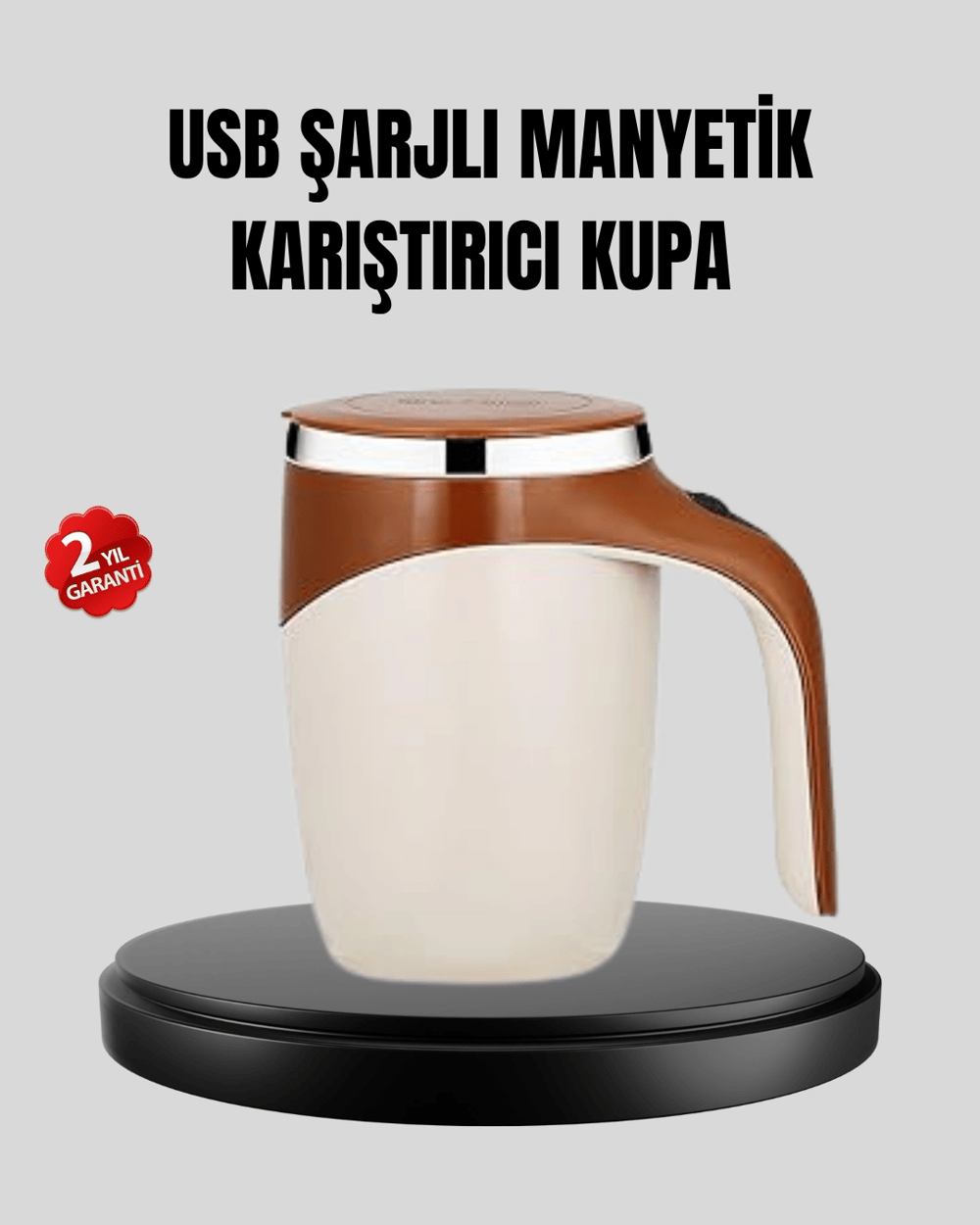 USB Şarjlı Manyetik Karıştırıcı Kupa Otomatik Karıştırma Paslanmaz Çelik