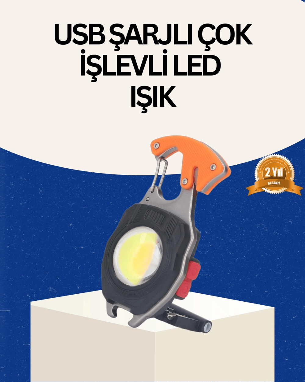 USB Şarjlı Mini LED Anahtarlık Fener