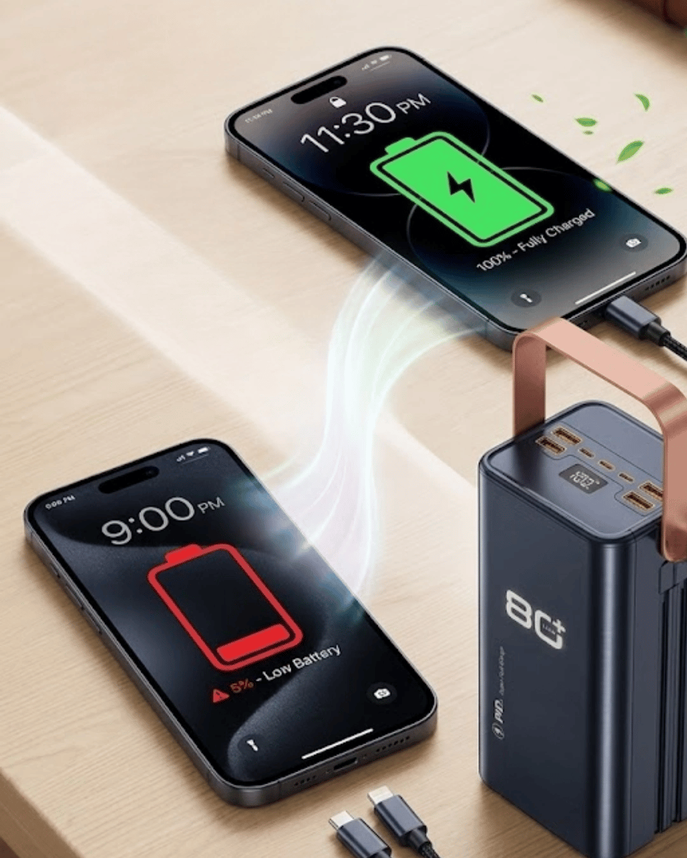Ultra Güçlü Powerbank 80000 mAh Çoklu Cihaz Şarj Destekli LED Ekranlı Taşınabilir Batarya