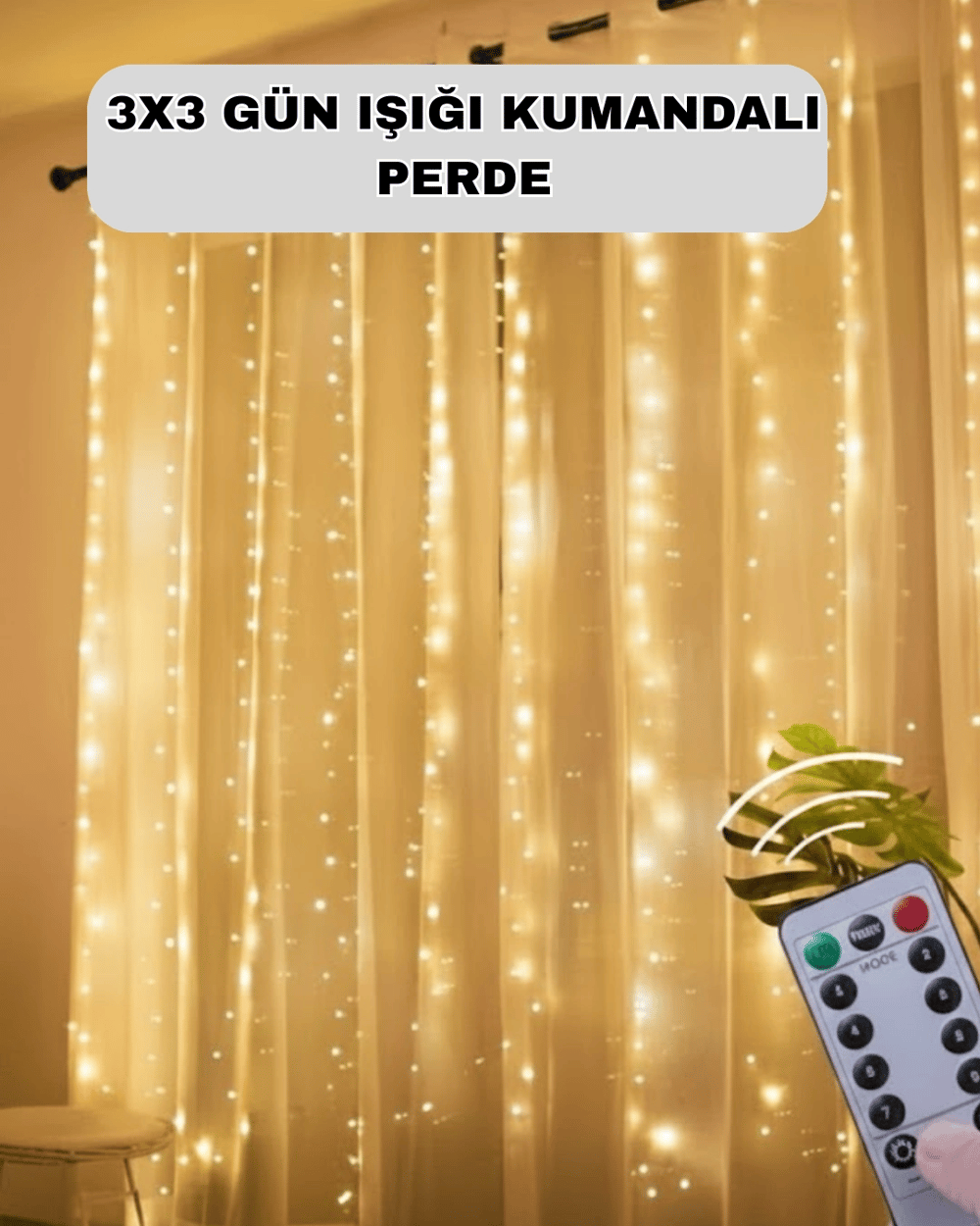 Uzaktan Kumandalı Perde Tipi Günışığı Peri Led Işık Dekorasyon