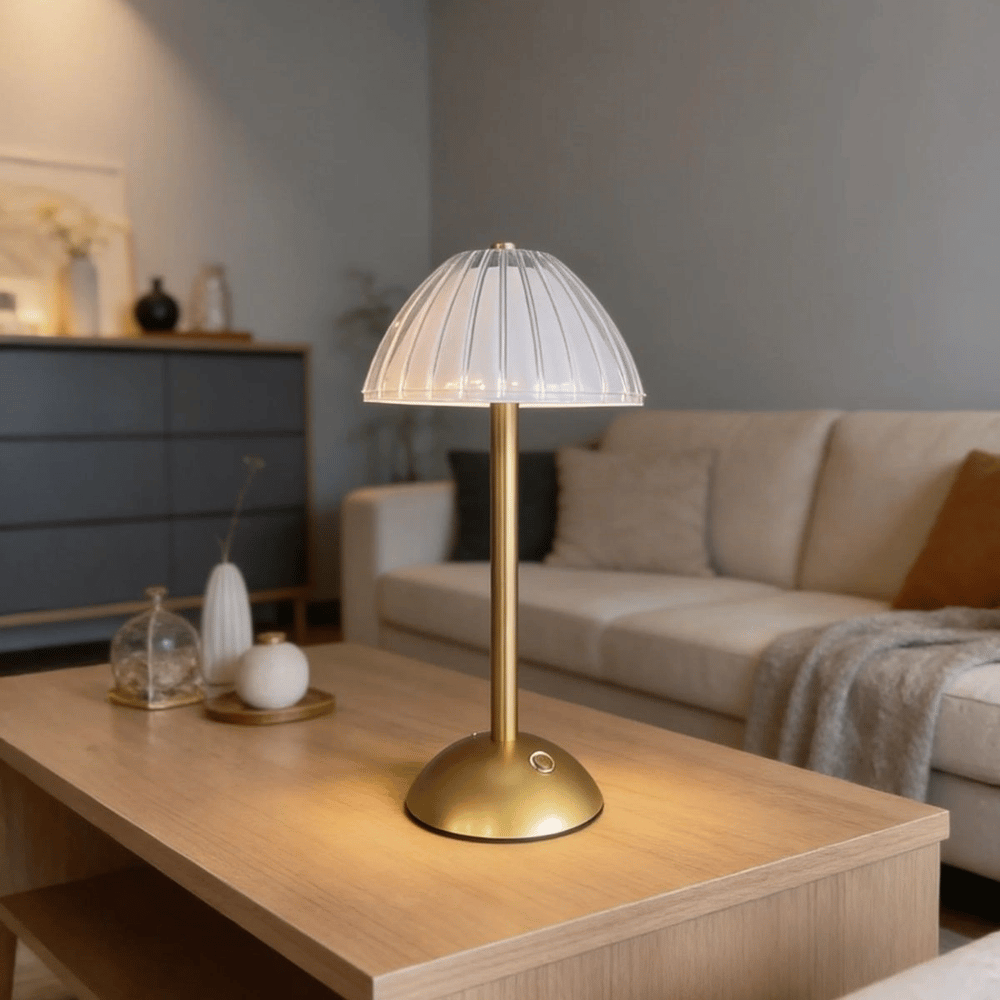 Uzun Mantar çizgili Model Led Masa Lambası – Dokunmatik, 3 Renk Işık Modlu, Şarjlı Dekoratif Gece Lambası Bx40