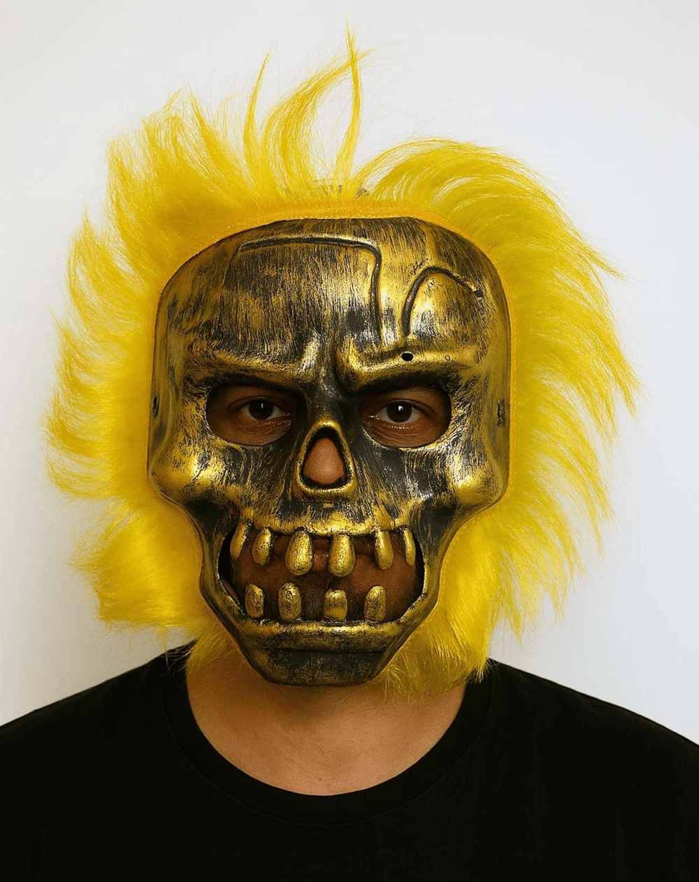 Wild Skull - Bakır Kafatası Sarı Saçlı İskelet Maske Bx40