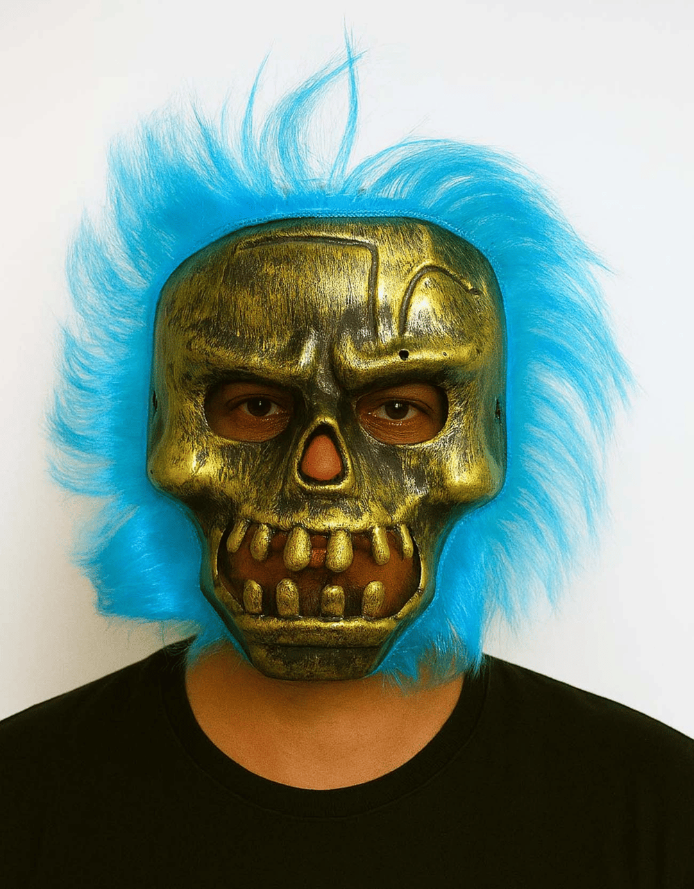 Wild Skull - Bakır Kafatası Turkuaz Saçlı İskelet Maske Bx40